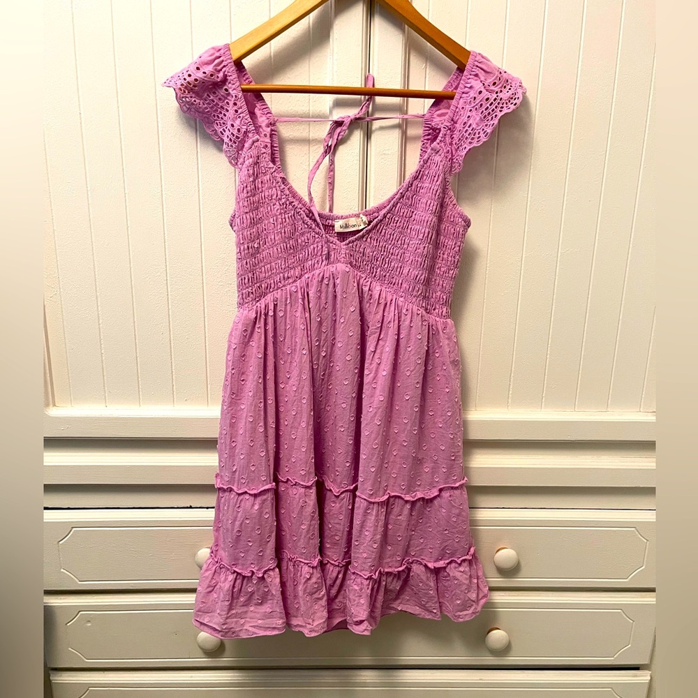 Millibon Lavendar Ruffled sleeve Lined Sundress Small
